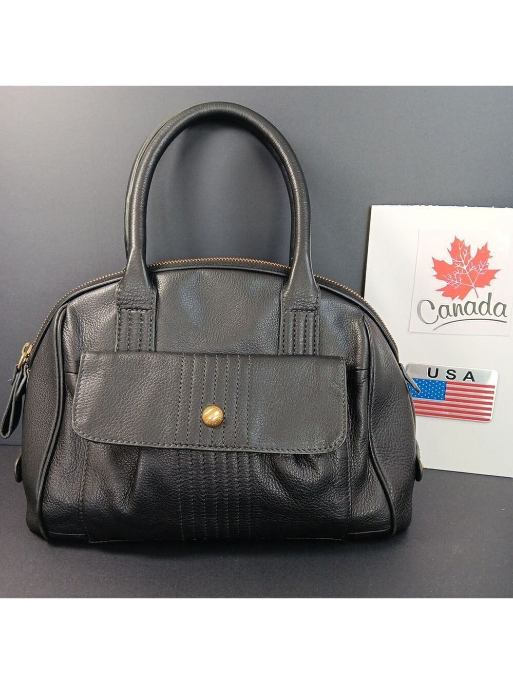 Leather Liz Claiborne Womens Swing Handbag Purse Very Good Cond Black Leather